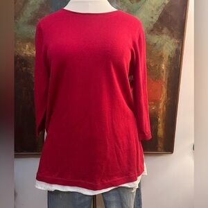 J. Jill Women's Red Sweater with Linen Accents Sz XL
